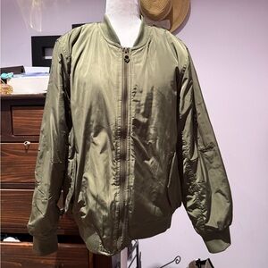 STASH Olive Green Bomber Jacket oversized size Large